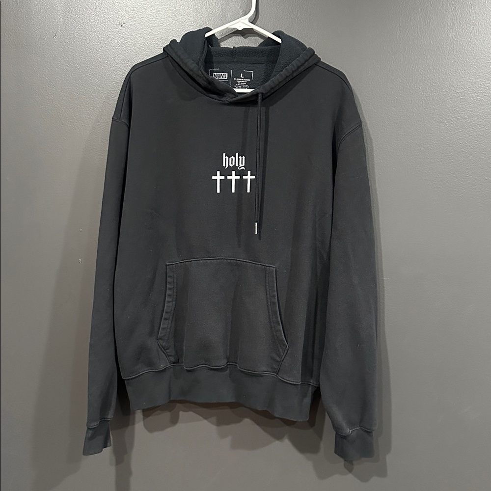 Sample Marvel Civil Holy Skull Psalms Graphic Black Hoodie Sweatshirt Mens L